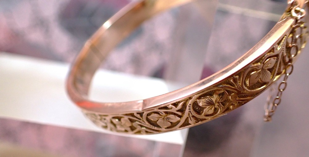 Antique Edwardian 9ct rose and yellow gold bangle View VIII