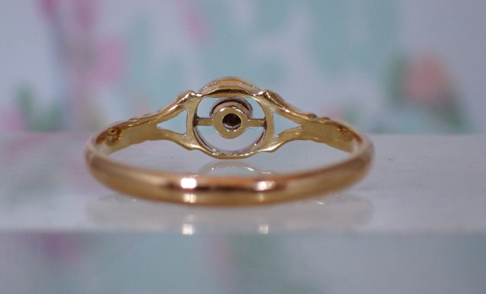 Antique Art Deco Halo Diamond Solitaire 18 ct gold Ring View II