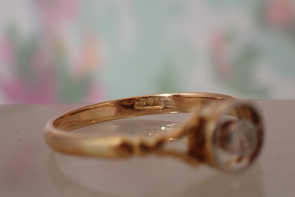 Antique Art Deco Halo Diamond Solitaire 18 ct gold Ring View VI