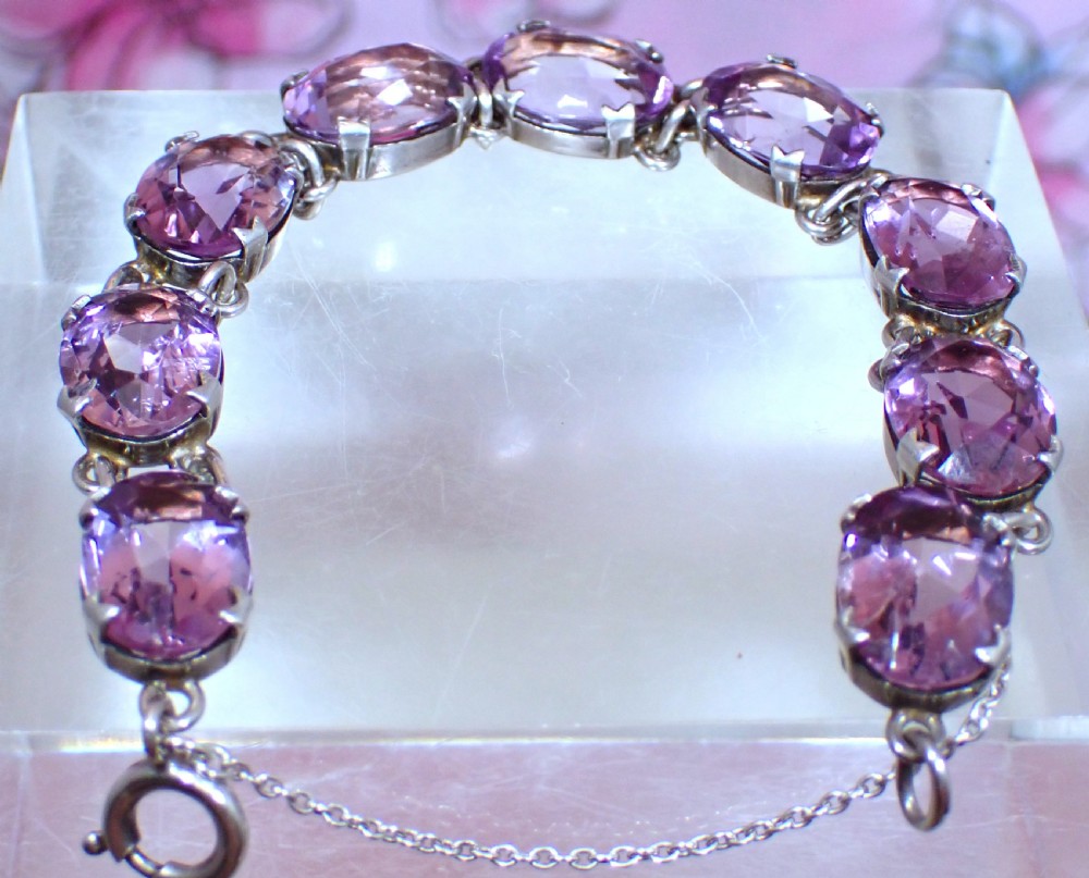 Sold to Jenny/ balance £275.00 Antique Arts and crafts 1910s Sterling Silver Amethyst Bracelet View III
