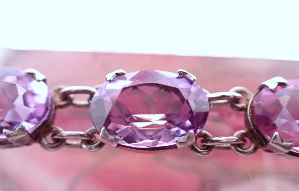 Sold to Jenny/ balance £275.00 Antique Arts and crafts 1910s Sterling Silver Amethyst Bracelet View IV
