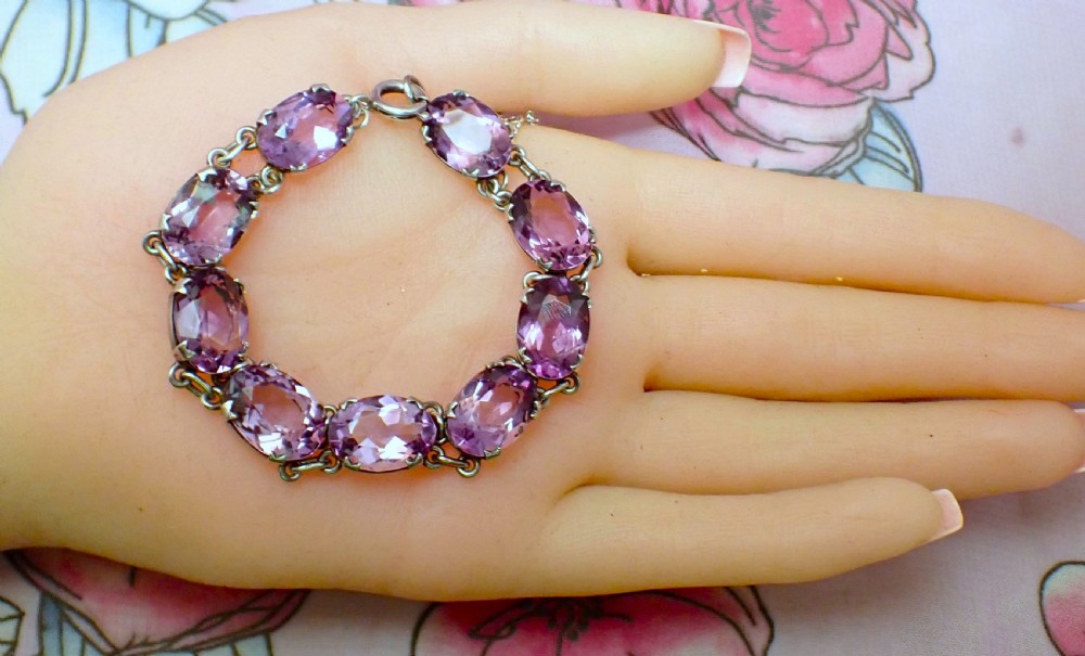 Sold to Jenny/ balance £275.00 Antique Arts and crafts 1910s Sterling Silver Amethyst Bracelet View VI