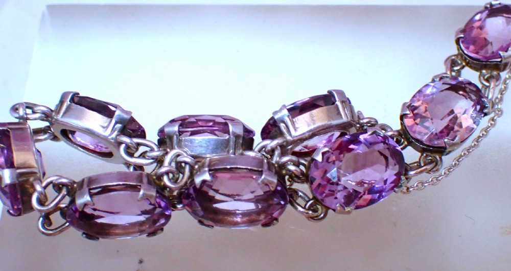 Sold to Jenny/ balance £275.00 Antique Arts and crafts 1910s Sterling Silver Amethyst Bracelet View VIII