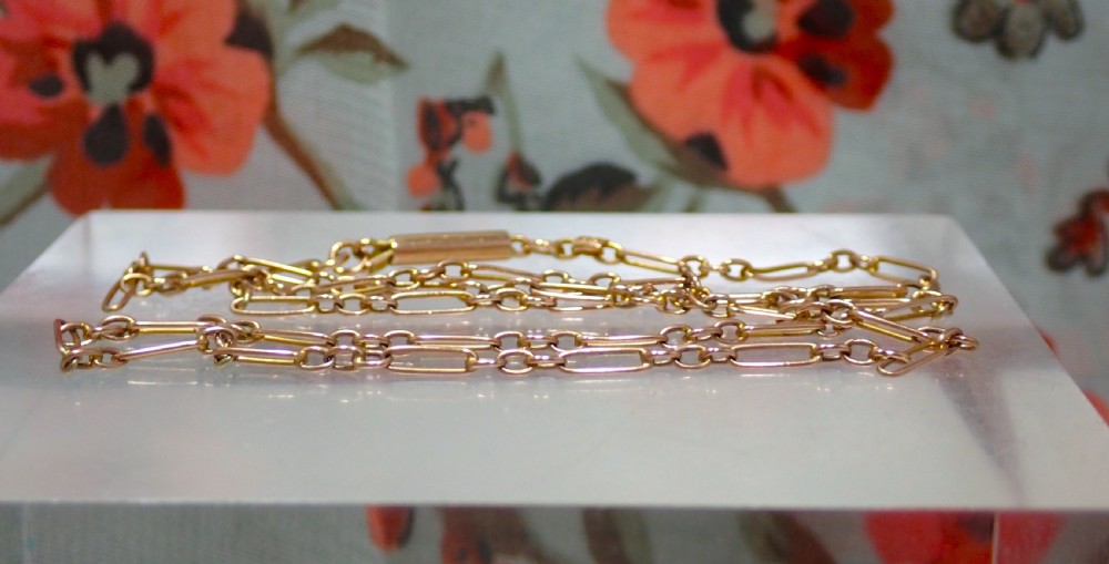 Reserved for Helen/Antique Victorian 16 inches 9ct Rose gold paper clip chain