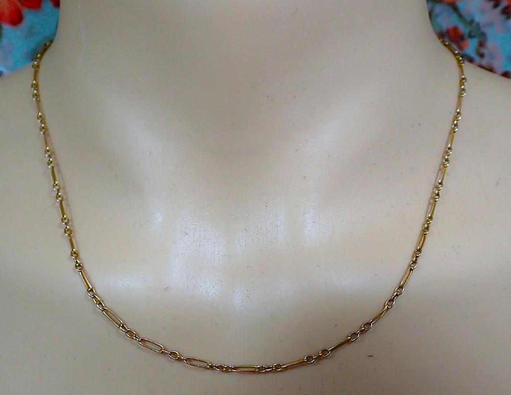 Reserved for Helen/Antique Victorian 16 inches 9ct Rose gold paper clip chain View II