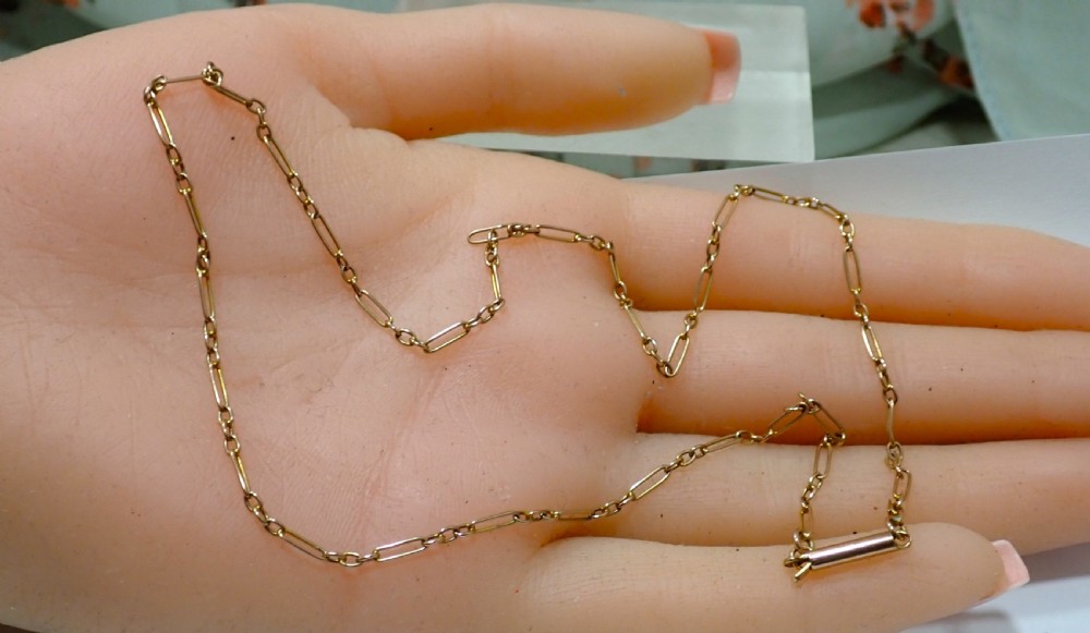 Reserved for Helen/Antique Victorian 16 inches 9ct Rose gold paper clip chain View IV