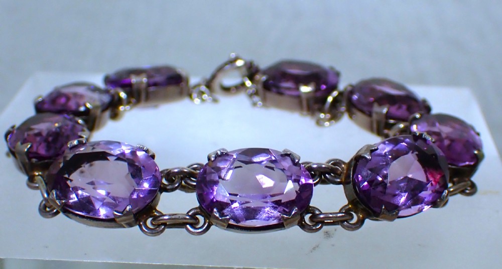 Sold to Jenny / Antique Arts & Crafts Amethyst and silver bracelet
