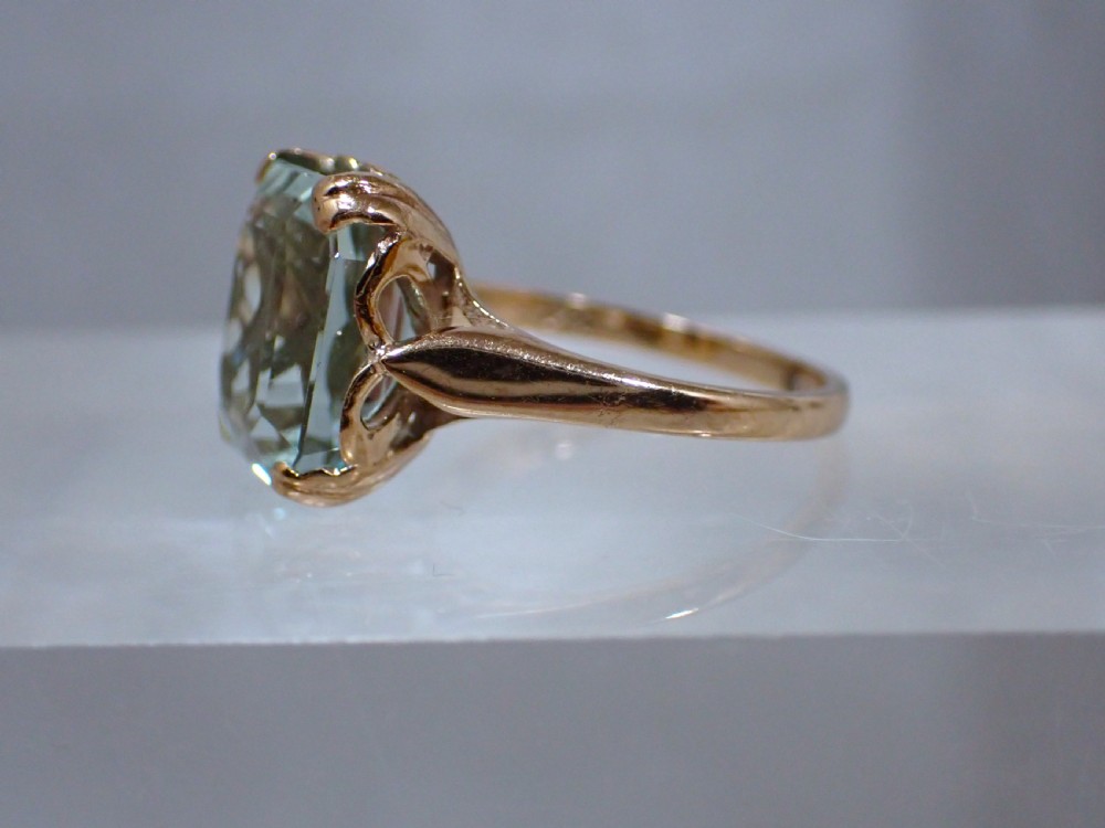 Mid-Century Vintage Aquamarine 9ct yellow gold ring View VII