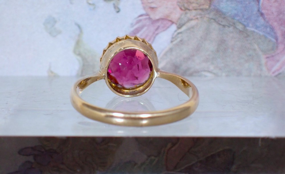 Antique Edwardian 9ct yellow gold Almandine Garnet ring View VII