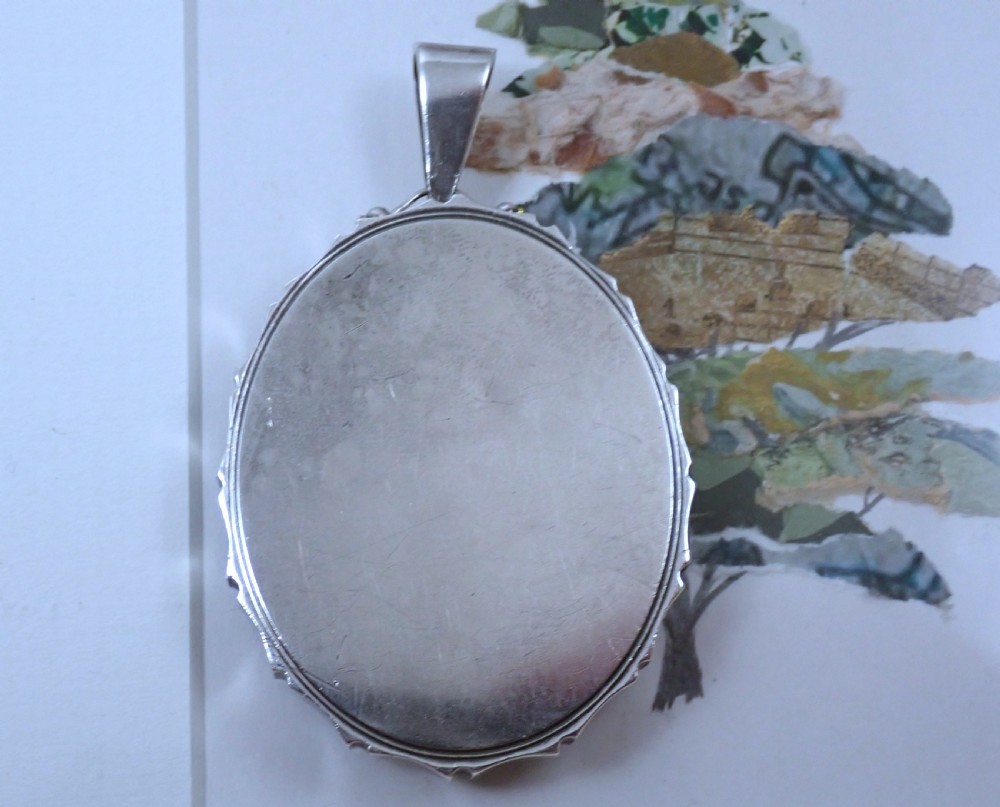 RESERVED FOR EVIE/Antique Victorian Sterling Silver Locket with 9ct rose and yellow Gold Bird & Tree detail View III