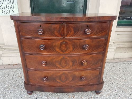 Antique Bow Fronted Chest  of Drawers