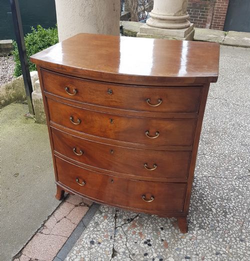 Small Antique Bow Fronted Chest of Drawers