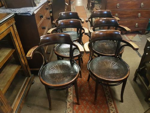Set of Six Antique Bentwood Arm Chairs