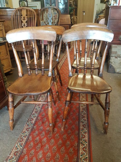 Antique Set of Four  Kitchen Chairs