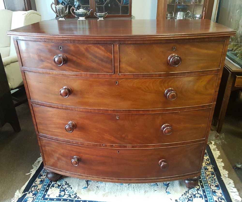 ANTIQUE BOW FRONTED CHEST OF DRAWERS  View II