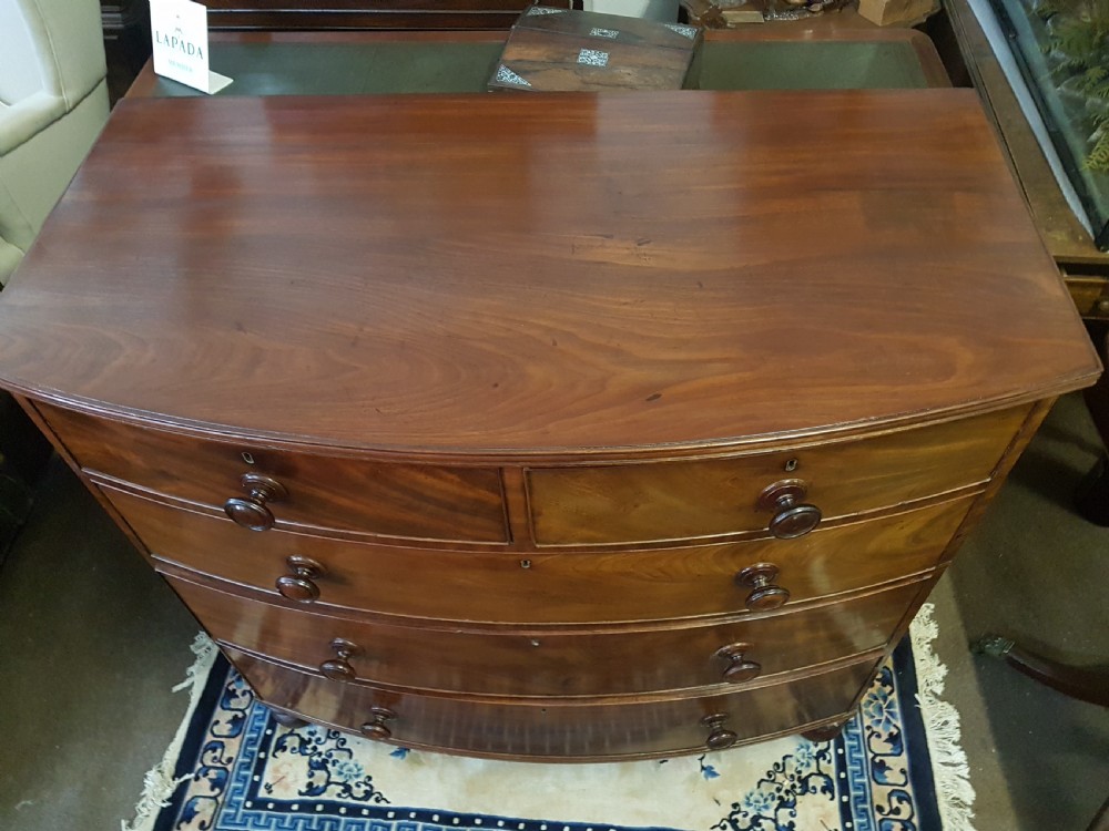ANTIQUE BOW FRONTED CHEST OF DRAWERS  View III