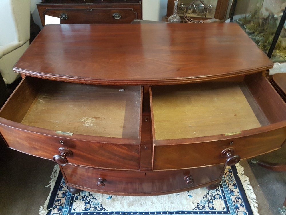 ANTIQUE BOW FRONTED CHEST OF DRAWERS  View V