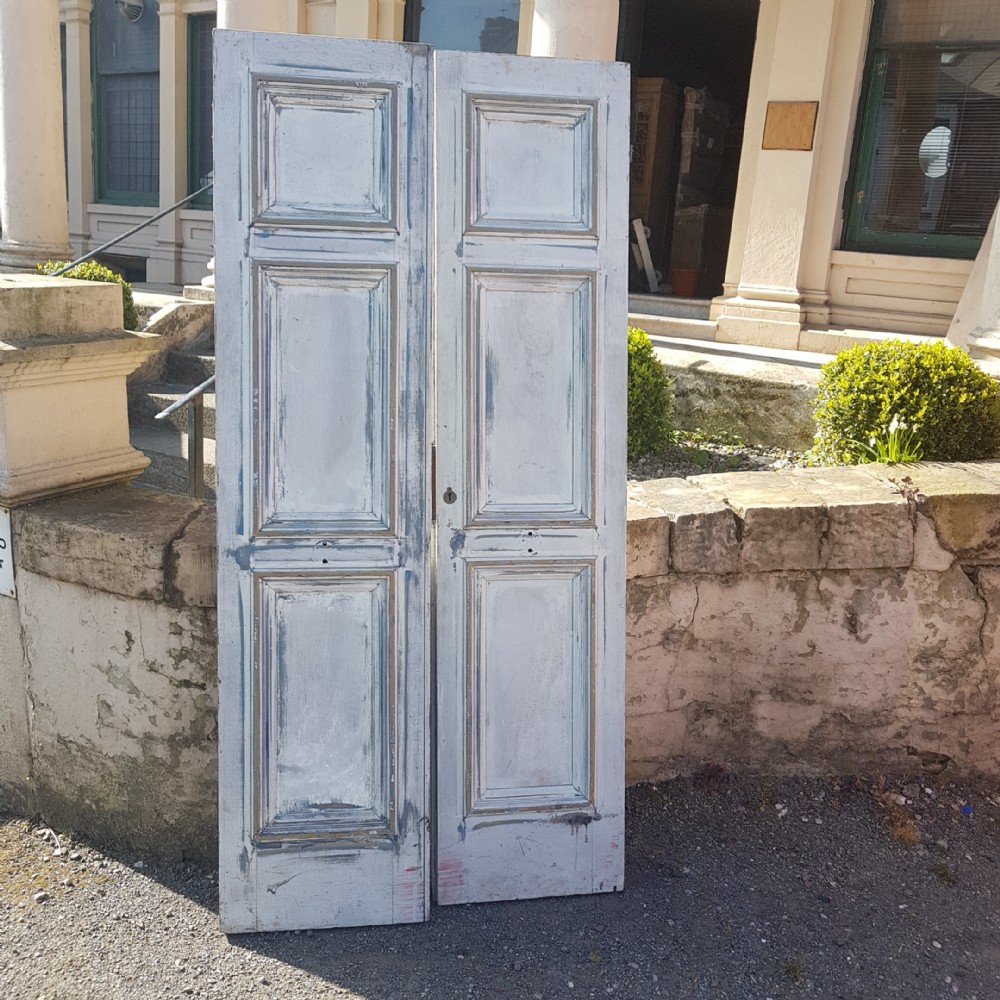 PAIR OF SOLID 
 MAHOGANY PAINTED DOORS 