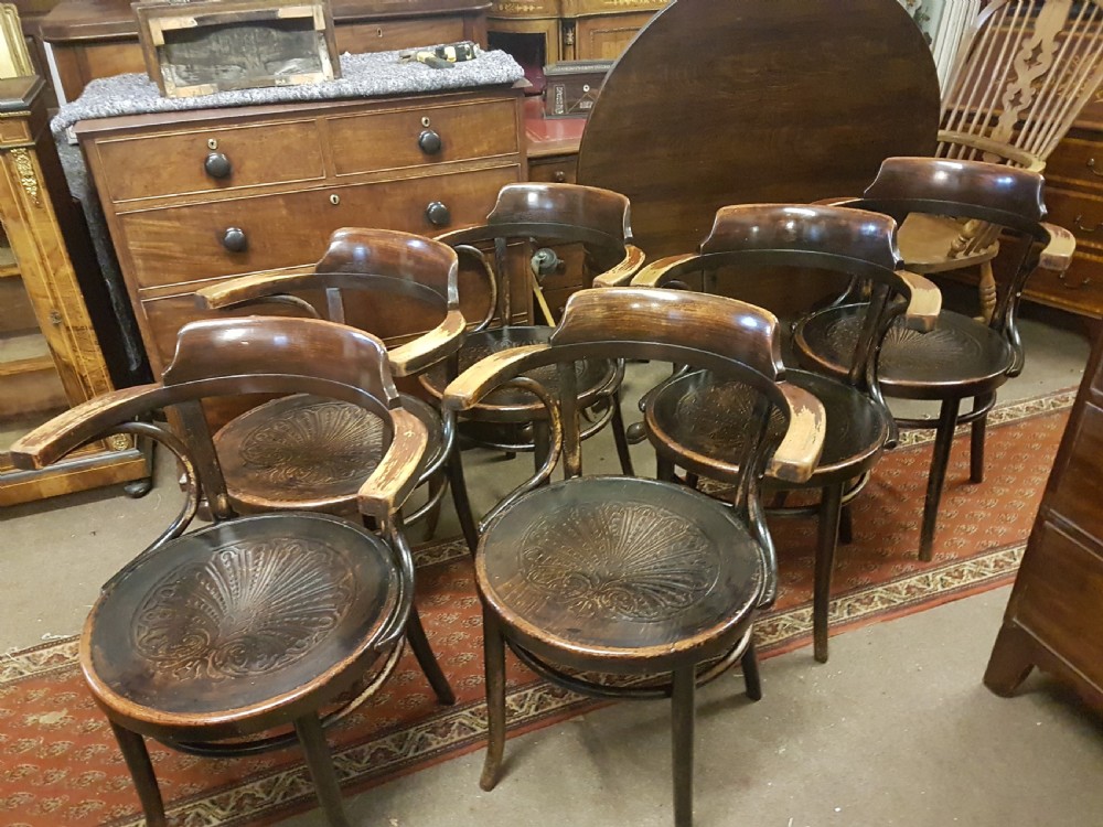  SET OF SIX ANTIQUE BENTWOOD ARM CHAIRS View IV