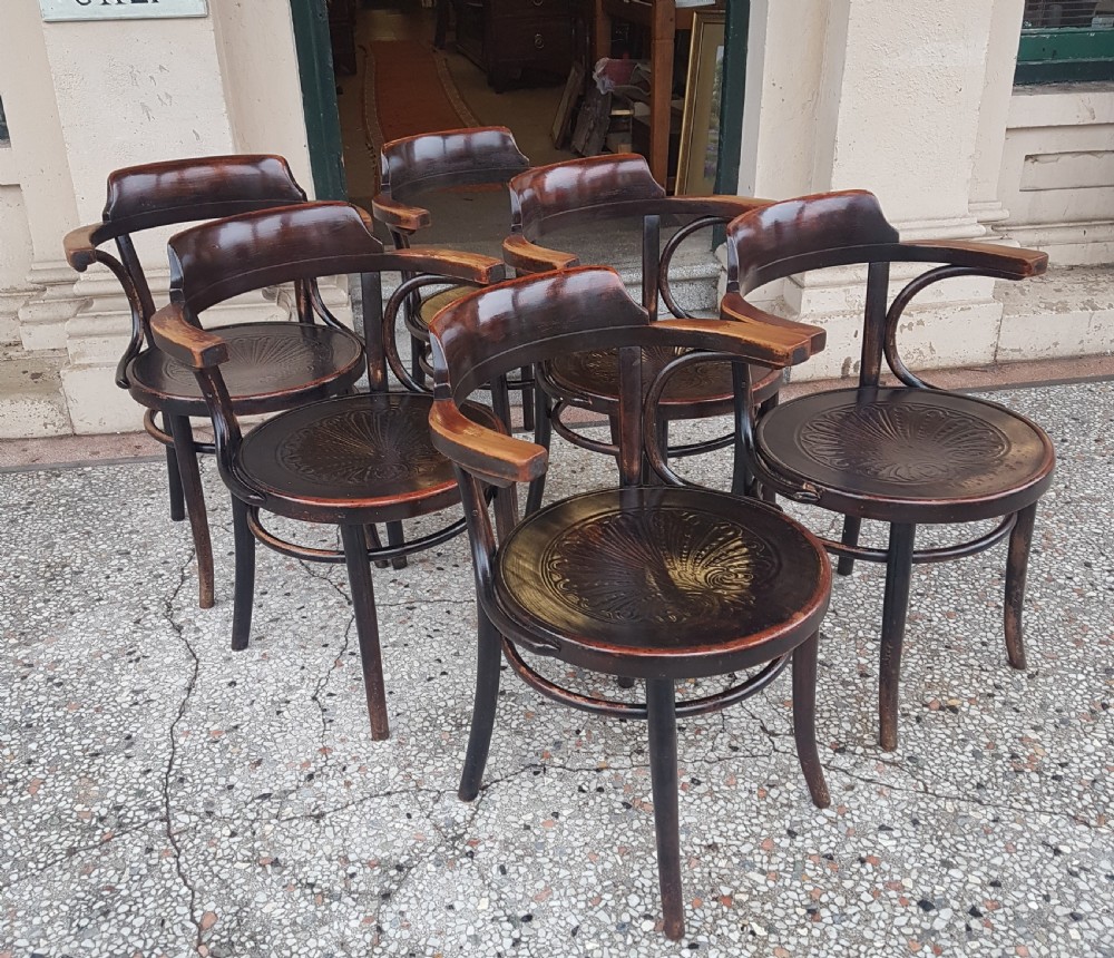  SET OF SIX ANTIQUE BENTWOOD ARM CHAIRS View VI