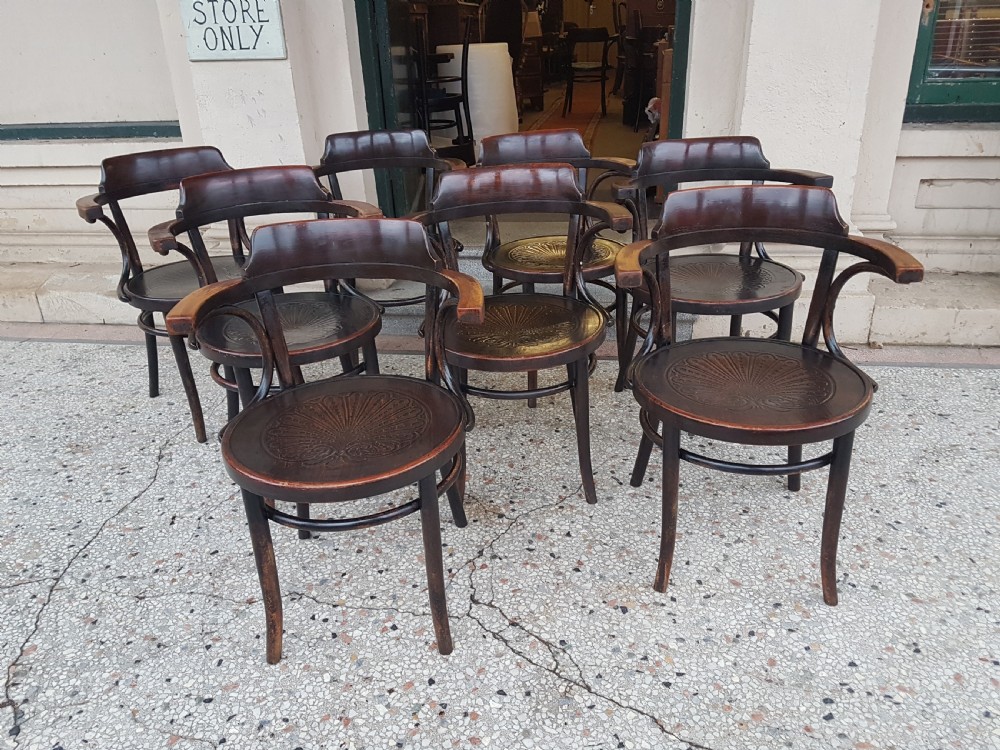 ANTIQUE SET OF EIGHT BENTWOOD  ARMCHAIRS