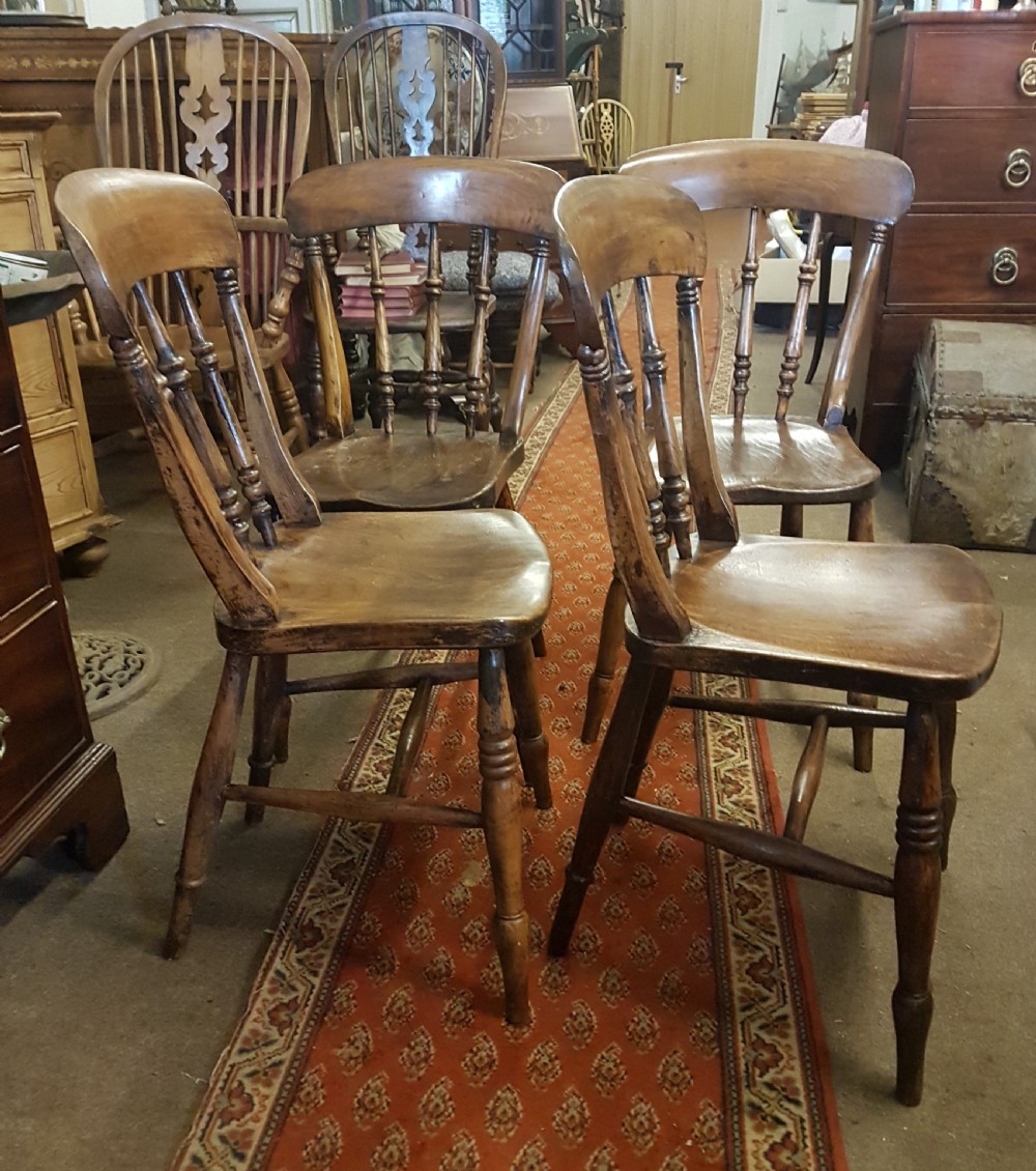 ANTIQUE SET OF FOUR  KITCHEN CHAIRS  View II