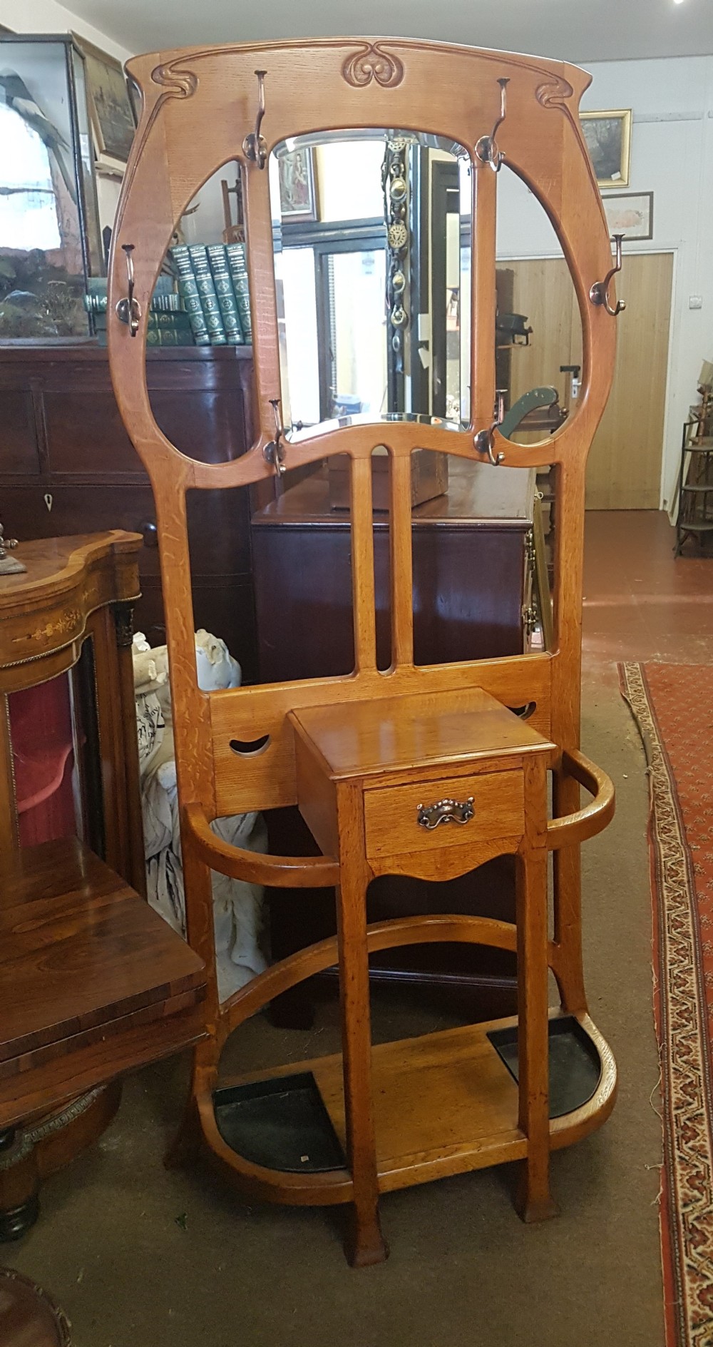  ANTIQUE  ART NOUVEAU HALL STAND 