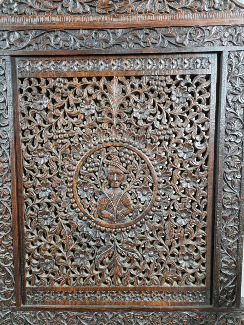 19TH CENTURY BURMESE ANGLO INDIAN CARVED BENCH CHAIR - ADDITIONAL PHOTO 9