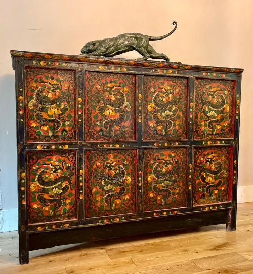 19th century oriental tibetan cabinet furniture - CATEGORY: ANTIQUE CUPBOARDS - DATED 19TH CENTURY