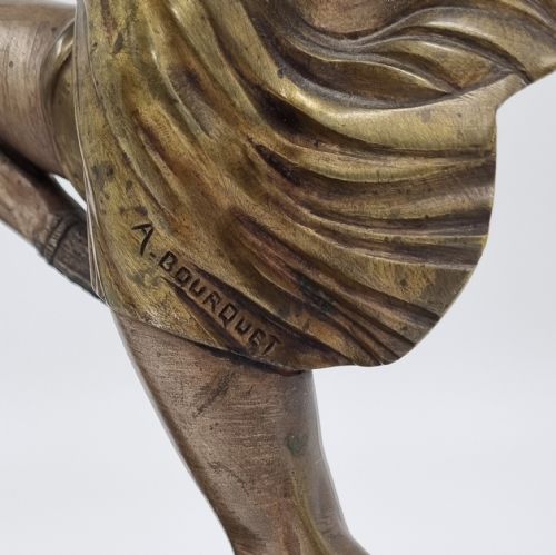 ART DECO BRONZE SCULPTURE DIANA THE HUNTRESS BY BOURQUET BOURAINE - ADDITIONAL PHOTO 7