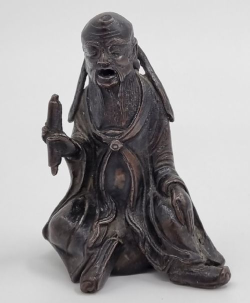 CHINESE MING DYNASTY BRONZE FIGURE OF SCHOLAR - ADDITIONAL PHOTO 1
