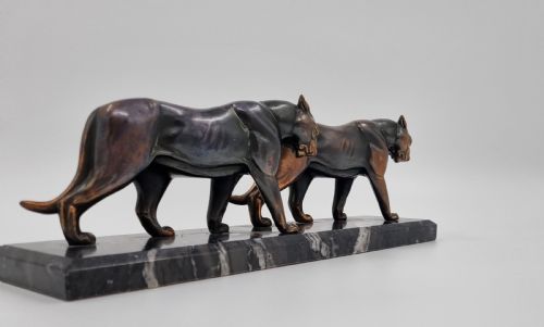 ART DECO SCULPTURE TWO PANTHERS - ADDITIONAL PHOTO 7