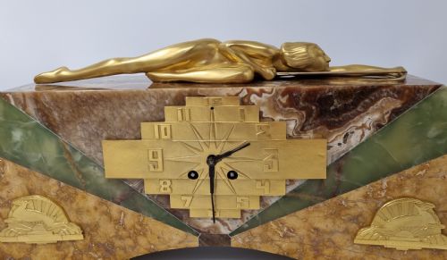 ART DECO CLOCK DIANA THE HUNTRESS BY LAVROFF - ADDITIONAL PHOTO 1