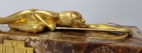 ART DECO CLOCK DIANA THE HUNTRESS BY LAVROFF - ADDITIONAL PHOTO 7