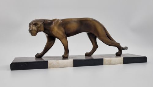 ART DECO PANTHER SPELTER STATUE BY M FONT - ADDITIONAL PHOTO 1