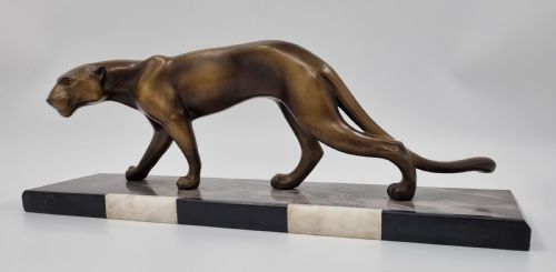 ART DECO PANTHER SPELTER STATUE BY M FONT - ADDITIONAL PHOTO 3