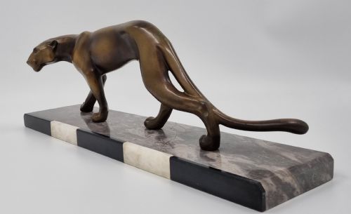 ART DECO PANTHER SPELTER STATUE BY M FONT - ADDITIONAL PHOTO 4