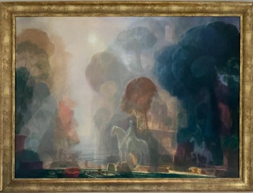 surrealist painting by harold hitchcock 20th century - CATEGORY: ANTIQUE ART - DATED 1950