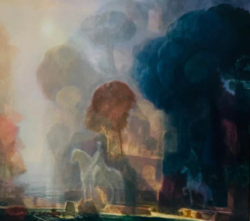 SURREALIST PAINTING BY HAROLD HITCHCOCK 20TH CENTURY - ADDITIONAL PHOTO 2