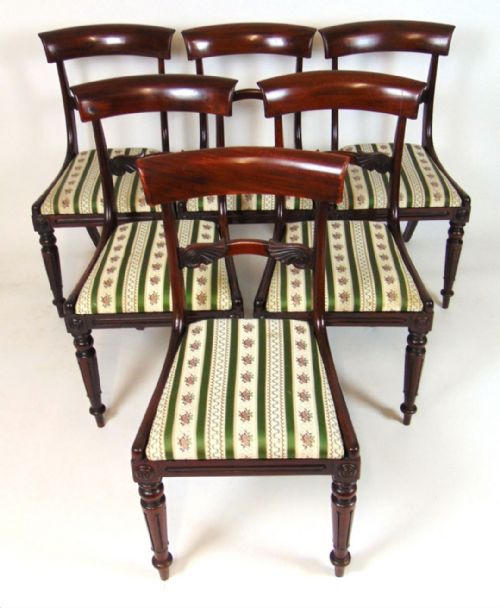 set of 6 antique william iv mahogany dining chairs 19th century - CATEGORY: ANTIQUE CHAIRS - DATED 19TH CENTURY