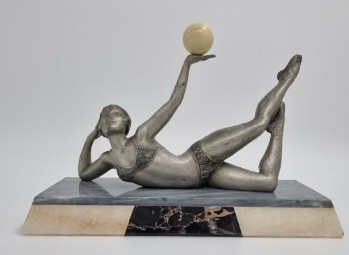 art deco ball dancer bathing beauty figure by balleste c 1930 - CATEGORY: ANTIQUE SCULPTURES - DATED 1930
