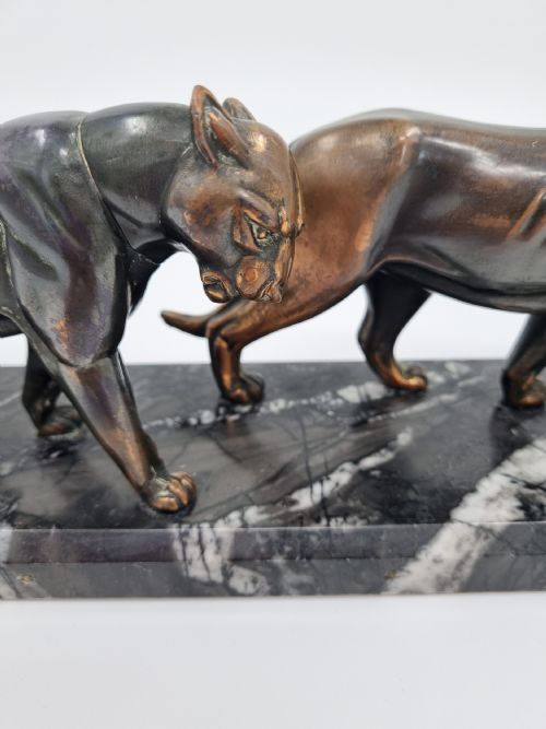 ART DECO SCULPTURE TWO PANTHERS - ADDITIONAL PHOTO 2