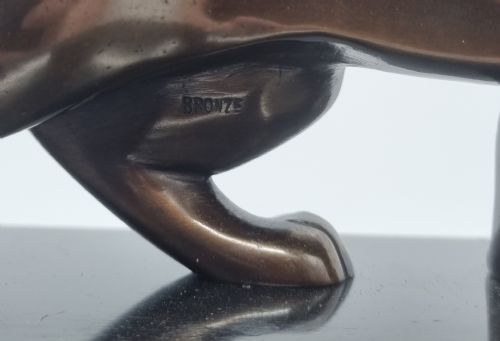 ART DECO CLOCK FIGURAL CLOCK SET WITH BRONZE PANTHER - ADDITIONAL PHOTO 6
