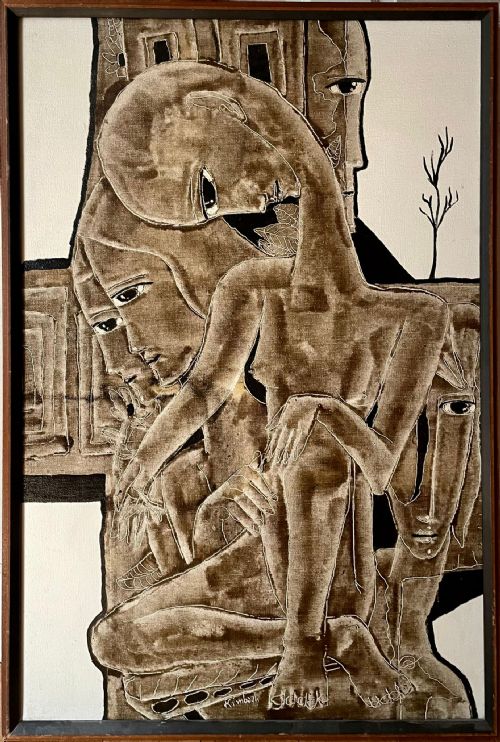 20th century surrealist oil painting by harold c kimball - CATEGORY: ANTIQUE ART - DATED 1950
