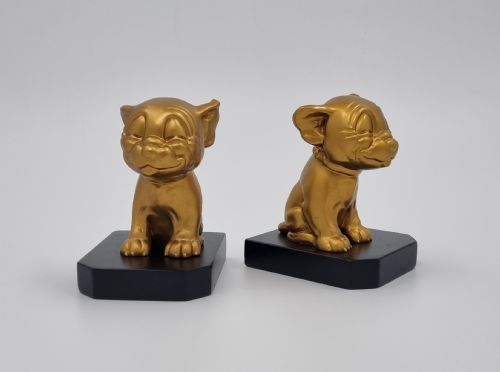 art deco cartoon bookends bonzo the dog signed george studdy - CATEGORY: ANTIQUE MISCELLANEOUS - DATED 1920