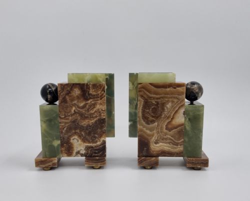 ART DECO CUBIST DESIGN CLOCK SET WITH BRONZE FIGURE OF A LADY - ADDITIONAL PHOTO 9