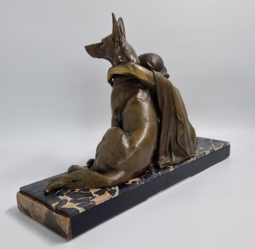 ART DECO SCULPTURE CHILD WITH A DOG BY GODARD C1930 - ADDITIONAL PHOTO 6