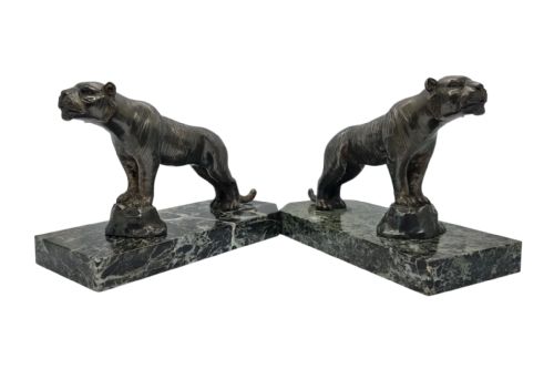 ART DECO FIGURAL BOOKENDS PAIR OF TIGERS BY H MOREAU - ADDITIONAL PHOTO 2
