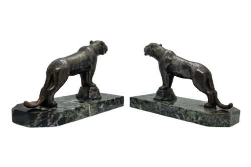 ART DECO FIGURAL BOOKENDS PAIR OF TIGERS BY H MOREAU - ADDITIONAL PHOTO 4