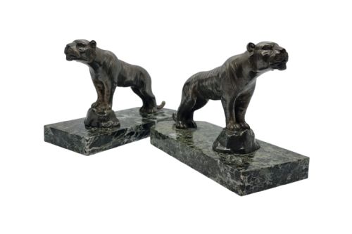 ART DECO FIGURAL BOOKENDS PAIR OF TIGERS BY H MOREAU - ADDITIONAL PHOTO 5